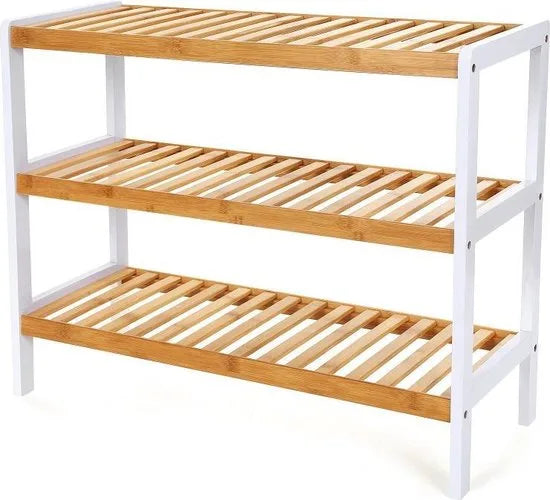 Schoenenrek 12 Paar Schoenen Opbergen - 3 Etages - Schoenenplank Opbergsysteem Organizer - Stevig Rek Bamboe Hout