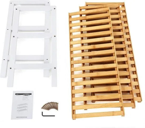 Schoenenrek 12 Paar Schoenen Opbergen - 3 Etages - Schoenenplank Opbergsysteem Organizer - Stevig Rek Bamboe Hout