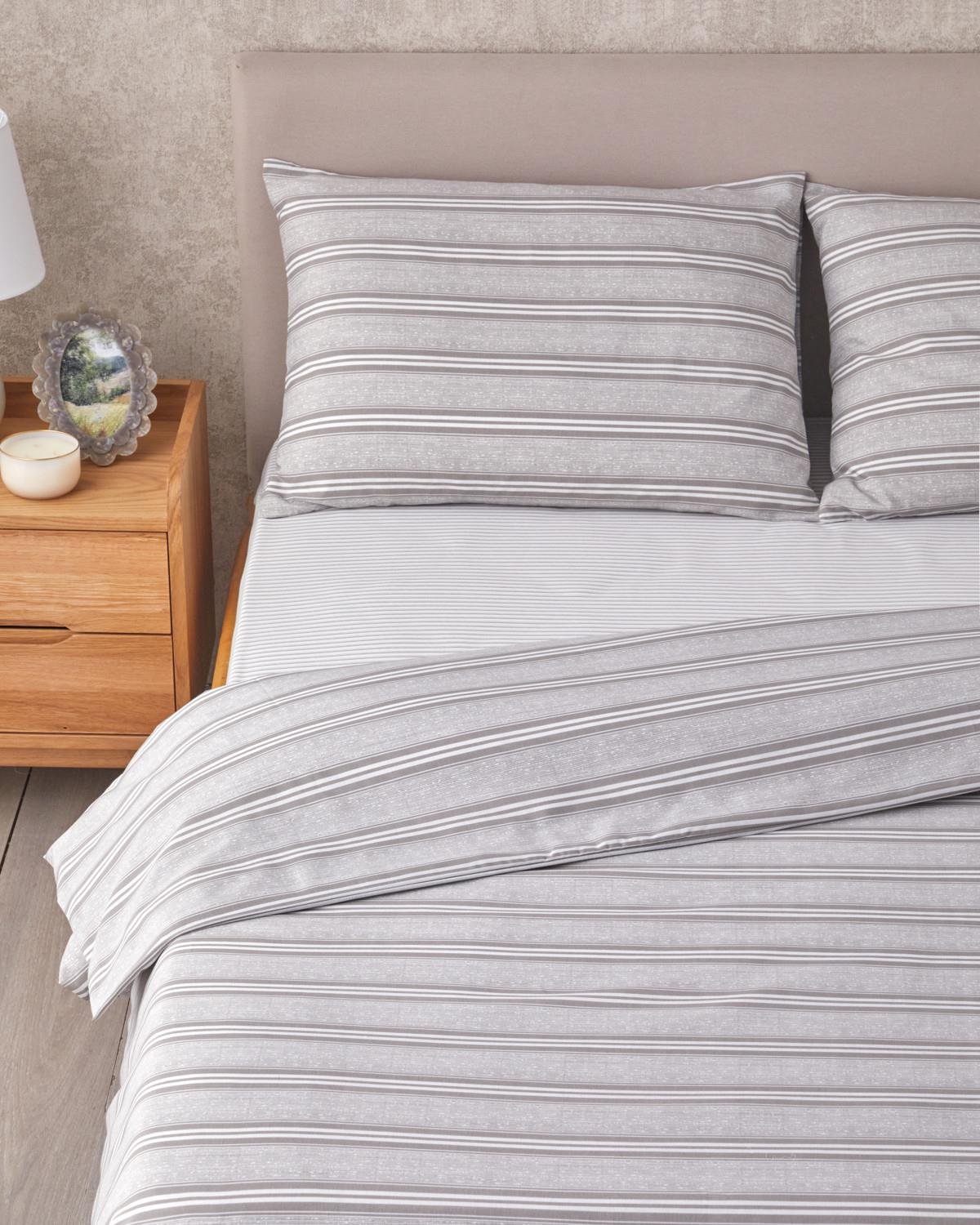 English Home – Dekbedovertrekset Eenpersoons – 100% Katoen – Inclusief Hoeslaken en Kussensloop – 160x220 cm