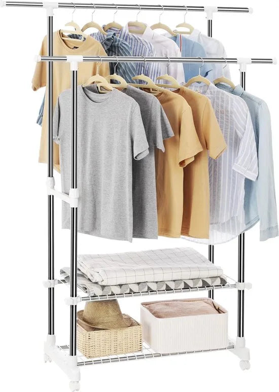 Songmics Oprolbare Kledingkast – Kledingrek – Kleding Opberger – Verstelbare Hoogte – Inclusief Schoenenrek