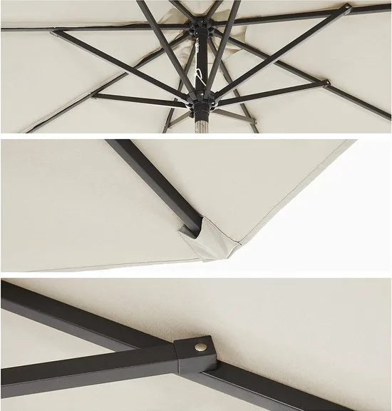 SONGMICS Parasol Tuinparasol, Marketplace parasol, UV-bescherming tot UPF 50+, 300 cm terrasparaplu, zonwering, buigbaar, met slinger, zonder standaard, voor tuin, balkon, terras