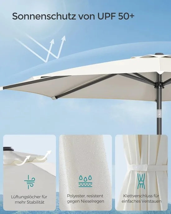 SONGMICS Parasol Tuinparasol, Marketplace parasol, UV-bescherming tot UPF 50+, 300 cm terrasparaplu, zonwering, buigbaar, met slinger, zonder standaard, voor tuin, balkon, terras