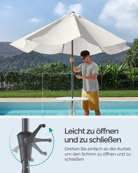 SONGMICS Parasol Tuinparasol, Marketplace parasol, UV-bescherming tot UPF 50+, 300 cm terrasparaplu, zonwering, buigbaar, met slinger, zonder standaard, voor tuin, balkon, terras