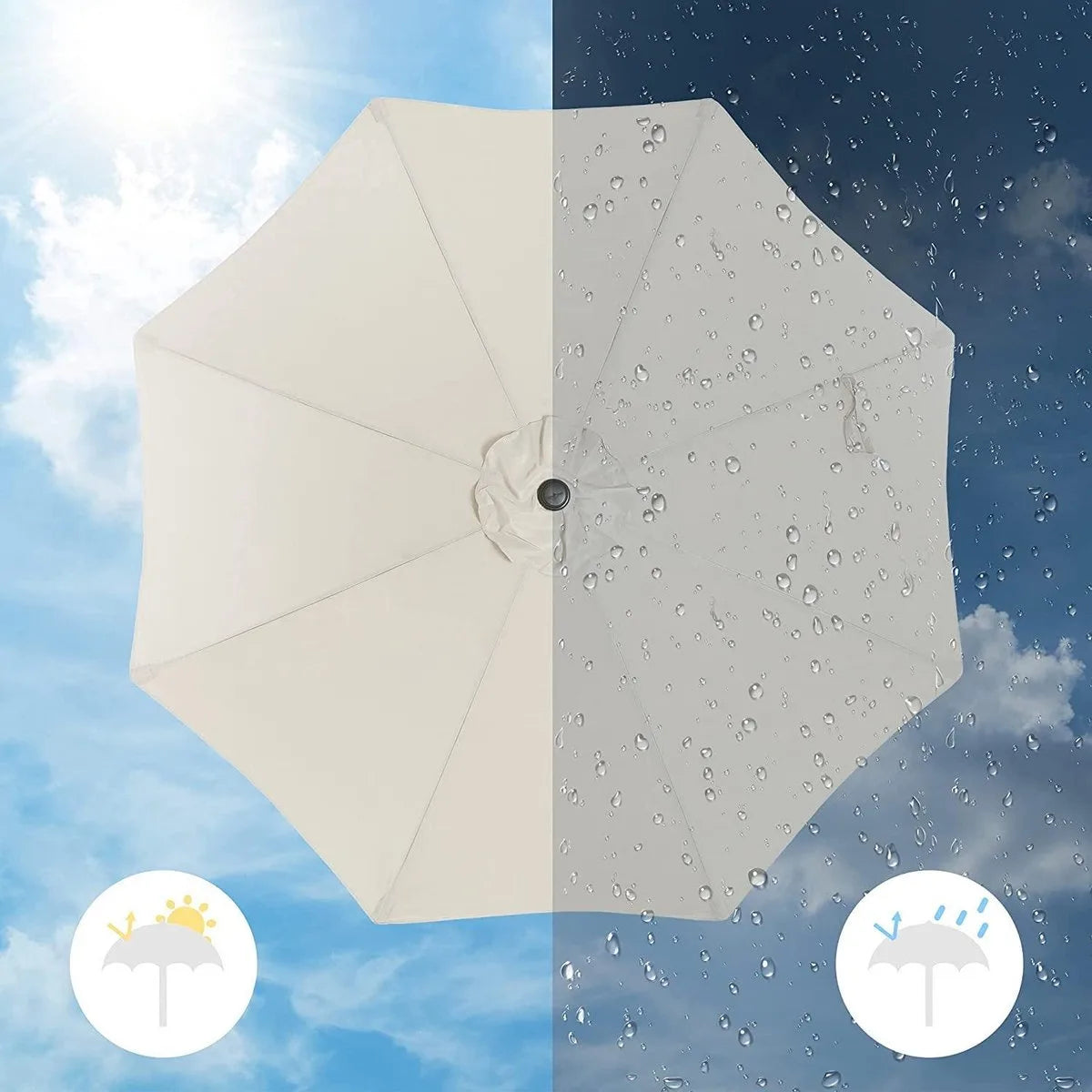 SONGMICS Parasol Tuinparasol, Marketplace parasol, UV-bescherming tot UPF 50+, 300 cm terrasparaplu, zonwering, buigbaar, met slinger, zonder standaard, voor tuin, balkon, terras