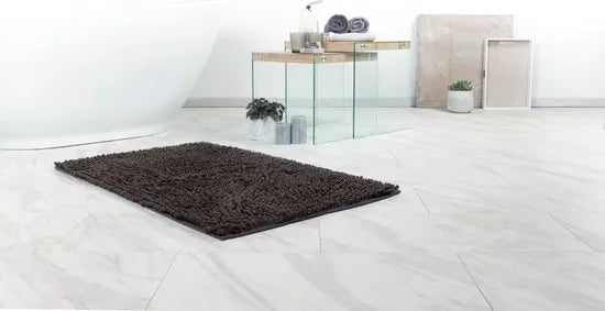 Tapijtenloods Fluffy Badmat Antislip - Zwart - 50x90 CM - Douchemat Hoogpolig - Soft Touch – Antraciet 40 x 60cm