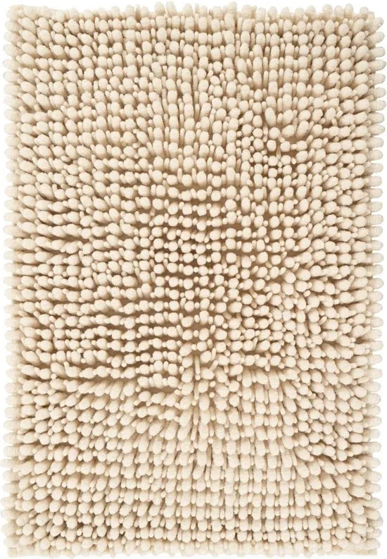 Tapijtenloods Fluffy Badmat Antislip - Zwart - 50x90 CM - Douchemat Hoogpolig - Soft Touch – Creme 50 x 90cm