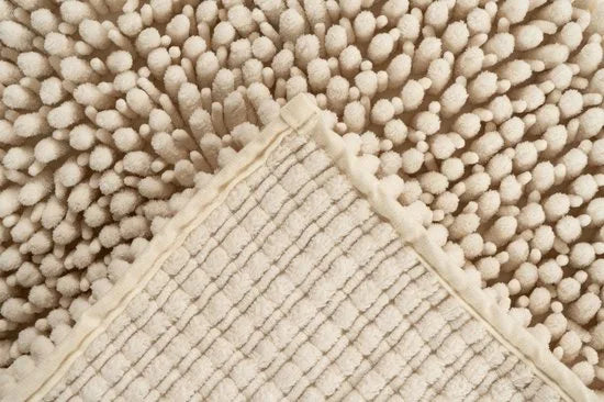 Tapijtenloods Fluffy Badmat Antislip - Creme - 55 CM ROND - Douchemat Hoogpolig - Soft Touch