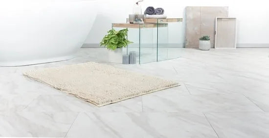 Tapijtenloods Fluffy Badmat Antislip - Creme - 67x110 CM - Douchemat Hoogpolig - Soft Touch