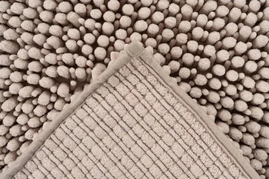 Tapijtenloods Fluffy Badmat Antislip - Creme - 55 CM ROND - Douchemat Hoogpolig - Soft Touch – Taupe