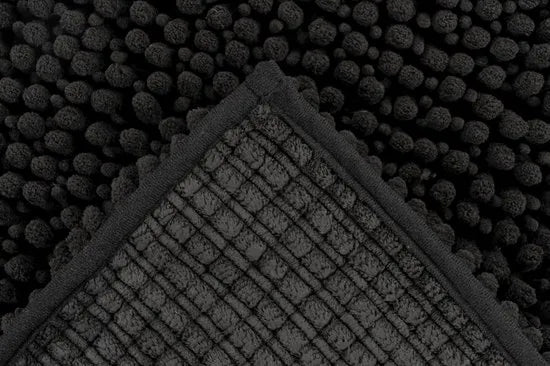 Tapijtenloods Fluffy Badmat Antislip - Zwart - 55 CM ROND - Douchemat Hoogpolig - Soft Touch