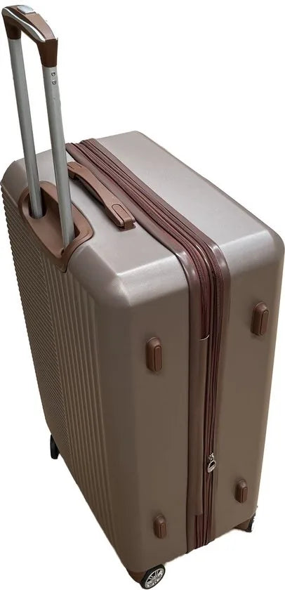 Tobeyz - Kofferset - 3-delig - Bruin- Handbagage - Verrijdbaar op 4 Wielen - Stevig ABS - 2 Kofferhoes Cadeau - Trolley